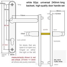 White uPVC Door Handles Pair 92PZ Sprung Lever 240mm Patio Replacement
