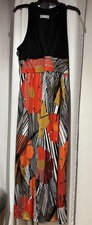 WOMENS.WALLIS.BLACK,WHITE & RED FLORAL JERSEY SLEEVELESS MAXI DRESS.SIZE 16