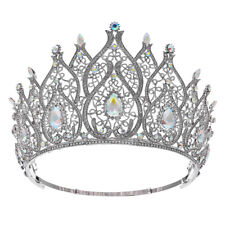 10.5cm Tall Crystal Tiara Crown Wedding Queen Princess Prom Adjustable Adult