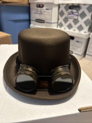 Steampunk brown hat goggles - brown,