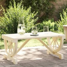 Wooden Patio Table Garden Outdoor Diner COFFEE TABLE Rustic Wheel Shape