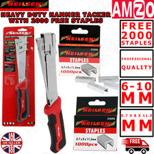 Heavy Duty Upholstery Hammer Stapler with 2000 Staples – Carpet Insulation Tool