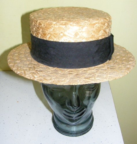 Vintage straw boater hat - , dunn