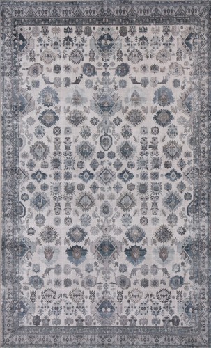 Geometric ivory printed rugs - geometric,