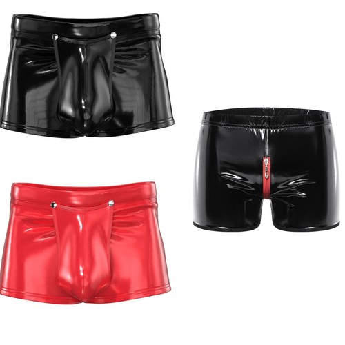 Men black latex shorts with - latex,