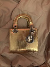 Gold Vintage Lady Dior Handbag Exotic Leather