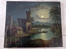 Henry Pether (1800-1865) Oil On Canvas Twilight Lake Painting Painting Art