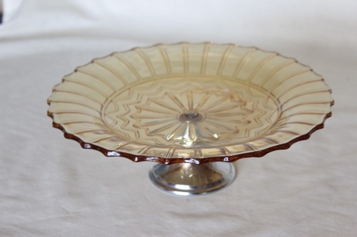 Art deco amber glass cake - art,