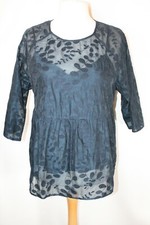 BNWOT SIZE 18 EX M&S NAVY SHEER FLORAL  PEPLUM TUNIC WITH LINING     1527