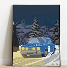 Renault r8 gordini vintage poster car illustration