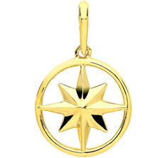 9ct gold pendant nautical compass charm solid 9 carat yellow gold new boxed