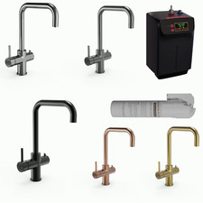 3 in 1 Instant Hot Cold Boiling Water Kitchen Tap Filter Tank Twin Lever Four Co