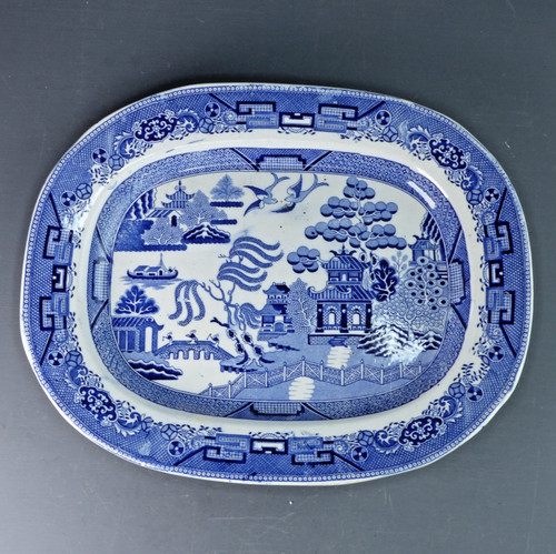 Antique willow pattern platter - antique,