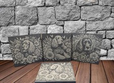 Cocker Spaniel Slate Coasters Set, Engraved Gift Set, Gift Idea, Dog Lovers 