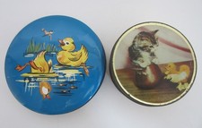 2 Vintage Sweet / Toffee Tins. Edward Sharp's Cat Tin and Cute Ducks Tin