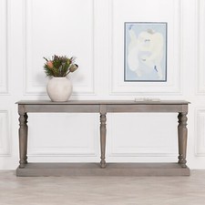 Extra Large Wooden 201cm Classic French Style Rustic Pedestal Hall Console Table