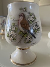 Vintage Prinknash Floral Linnet and Gold Lustre Goblet Shaped Vase