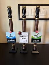 3 X Dummy Wooden BEER PUMPS with GENUINE REAL ALE BADGE. ManCave Home Bar
