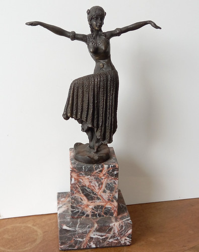 Art deco bronze dancer statue - deco,