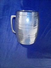 barrel shaped silver colour metal tankard drinking mug gc
