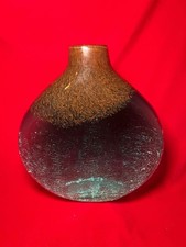 Kosta Boda "Volcano" Art Glass Onion Vase by Bertil Vallien Crackled Ice Style