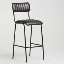 Diner Bar Stool Grey Leather