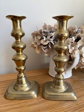 Two Traditional Vintage brass candlestick holders