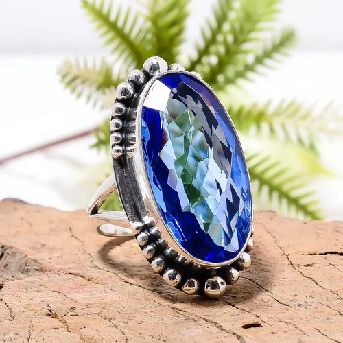 Blue tanzanite solid sterling - blue,