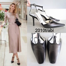 ZARA BLACK LEATHER T-BAR HIGH