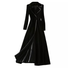 Womens Black Velvet Overcoat