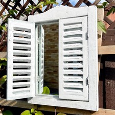 White Shutter Window Mirror
