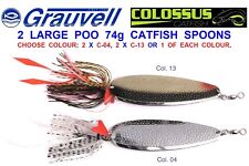 2 GRAUVELL LARGE 74g COLOSSUS POO CATFISH SPOONS SPINNER BAIT PIKE ROD SPINNING