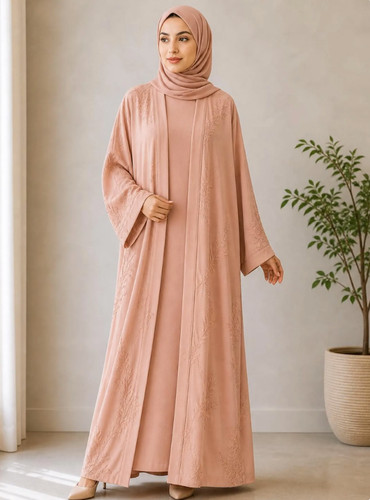 Luxury embroidered open abaya - luxury,