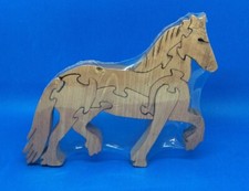 Wooden "Prancing Horse" Scroll Saw Puzzle - Handmade - 10 Pieces - Stained