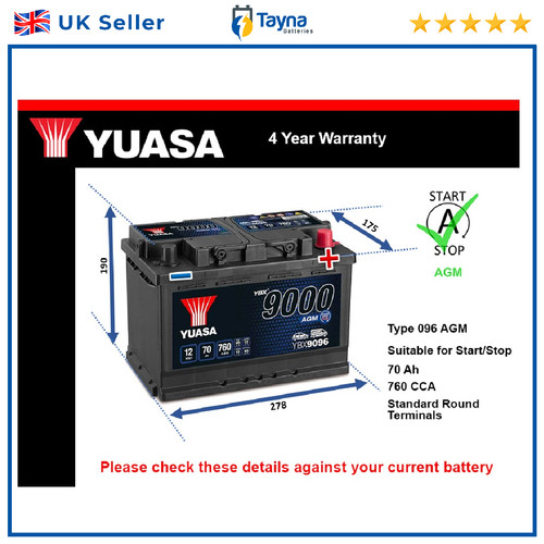 Agm car battery fits kia - car,