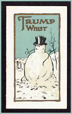 836 1xC Vintage Art Deco Trump Whist Single Score Card - Snowman Top Hat