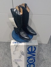 VINTAGE "ACME" COWBOY BOOTS REAL HIDE LEATHER IN BLACK UK7.5 D NWT & BOX Unisex