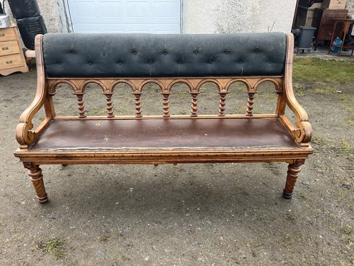 Victorian oak bench scottish - victorian,