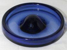 Beautiful Holmegaard Vintage Cobalt Blue Glass Large Dish Bowl 8 1/2" Diameter