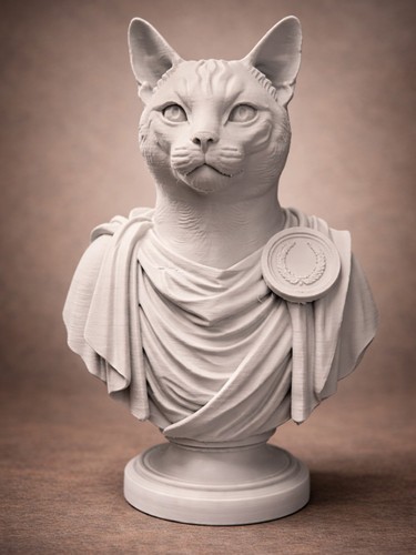 Roman cat bust sculpture - roman,