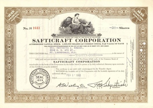 Safticraft corp 1963 - -,