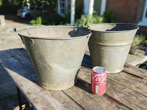 Vintage galvanised bucket pail - galvanised,