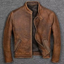 Mens real leather distress