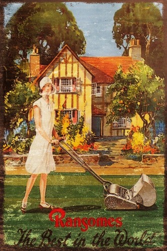 Vintage lawnmower home - lawnmower, garden