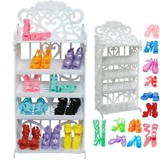 Barbie Doll Shoes Rack/Random 10Pairs Shoes House Furniture Accessories Kid Toy