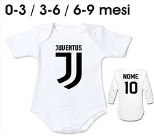 Body neonato maniche corte/lunghe Baby Shirt calcio Juve Nome +Numero 3 6 9 mesi
