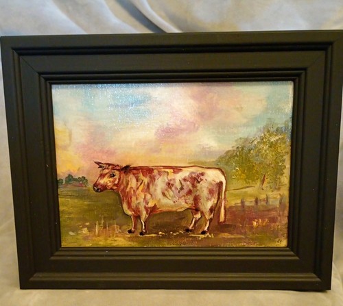 Naive framed cow portrait - naive, hand