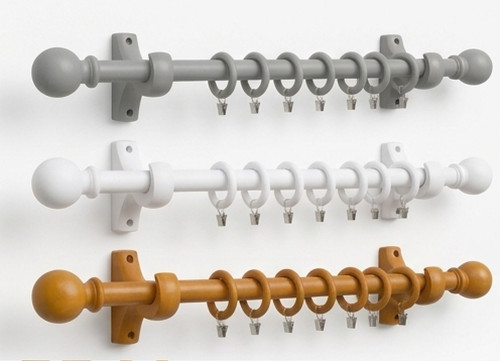Wooden curtain pole set - wooden,