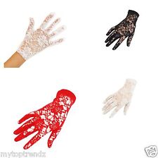Short Fine Lace Gloves Floral