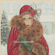 Art Deco Lady Cross Stitch Chart  art deco lady 111 Christmas  FlowerPower37-UK